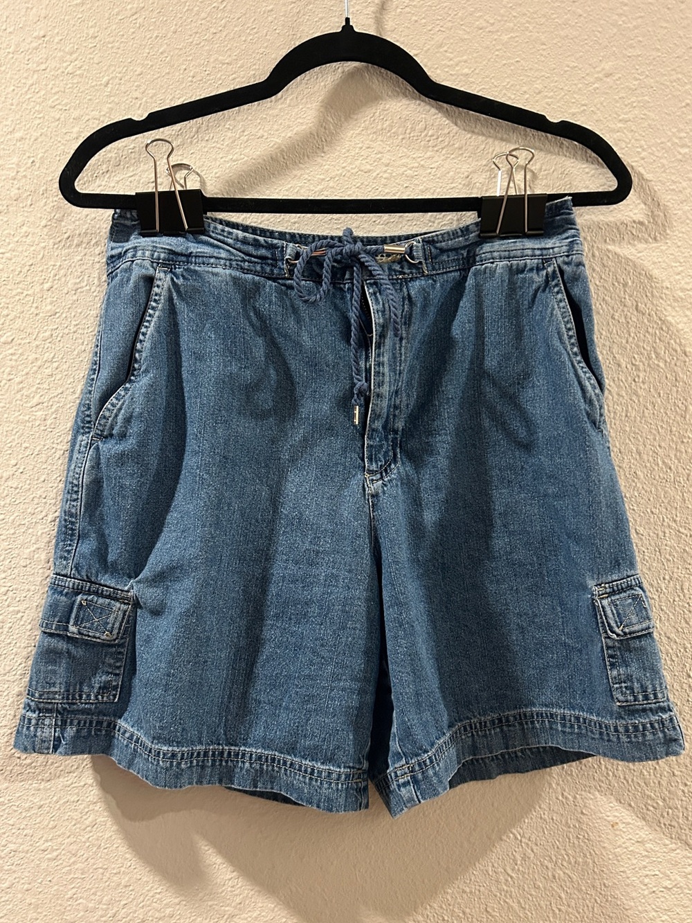 White Stag Blue Denim Cargo Drawstring Shorts